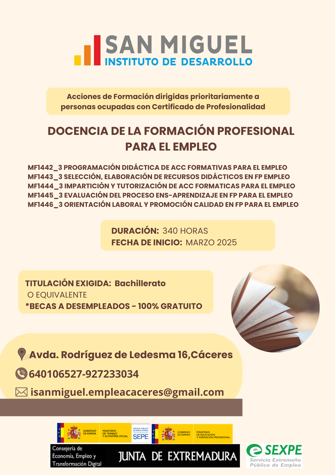 Docencia de la formación Profesional para el empleo.
